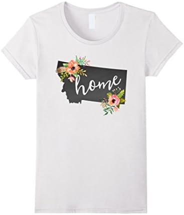 Women's Montana Home Chalkboard Watercolor Flowers State T-Shirt Medium White