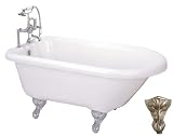 55 Acrylic Clawfoot Tub w/Rim Holes Uncoated Brass