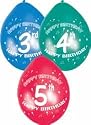Party Balloons Age 5 10 pack