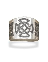 Oxidized Celtic Design Cigar Sterling Silver Band