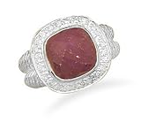 Ruby Ring with CZ Edge
