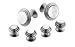 Brushed finish silver plated and mother of pearl cufflinks and shirt studs formal set with presentation box. Made in the U.S.A