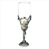 Medieval Pewter Skull Skeletons Glass Goblet