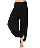 DreamTeck 1pc Pure Black Modal Women Comfy Harem Yoga Long Pants Belly Dance Club Boho Wide Trousers DGF2