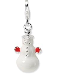 Sterling Silver 3 D Enameled Snowman with Lobster Clasp Charm