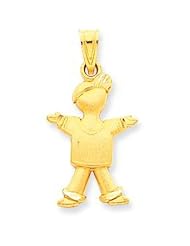 14K Yellow Gold Boy Charm Jewelry Pendant FindingKing