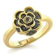 White Metal Gold Plated Ring - Flower- Size: 6-8