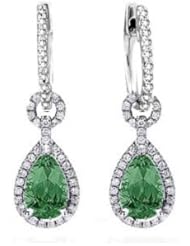 4.17Ct Emerald & VS Diamonds Dangling Pendant Earrings 14K Gold