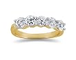 1.50 Prong Set 5 Stone Diamond Wedding Band in 18K Yellow Gold