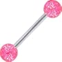 Barbell - Pink GLITTER Tongue Ring