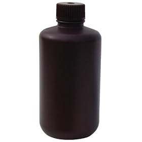 Vestil BTL-UVN-8 Narrow-Mouth Amber UV Bottle with Cap, Low Density Polyethylene, 8 oz Capacity