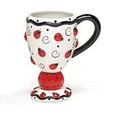 Adorable Ladybug Cappuccino Coffee Mug With Ladybugs And Swirls