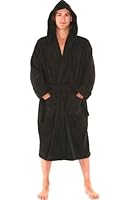 Del Rossa Men's Thick Terry Cloth Cotton Hooded Bathrobe
