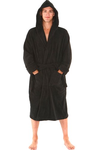 Alexander Del Rossa Men's Terry Cotton Hooded Bathrobe