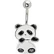 Black and White Panda Bear Belly Ring