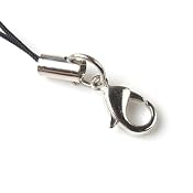 12 Cell Phone Strap Black/ Silver Tone Split Ring with Hooks
