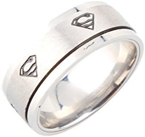 Aoliandatong Fashion Superman Rotatable Rings Color Silver-Size 13