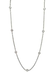 18K White Gold Diamond By The Inch Necklace 16 Inch