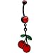 Black Pvd Red Retro Cherry Belly Ring