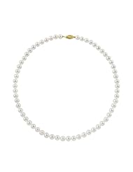 14K Yellow Gold 6-6.5mm AA+ Quality White Freshwater Pearl Strand Necklace, 16 Inch