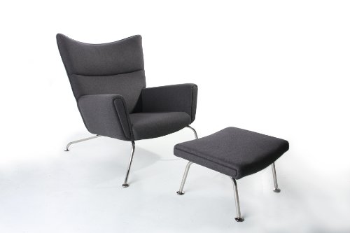 Wing Chair & Ottoman Gray