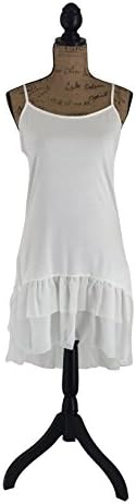 Chiffon High-Low Lace Top Extender, Chiffon Shirt Extender, Camisole (S/M, White)