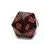 Jumbo d20 Counter - Opaque 34mm Dice: Black with Red