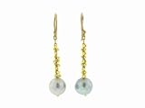 Black Pearl Drop Earrings in 18 Karat Gold by Ten Thousand Things
