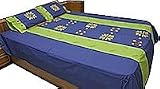 ShalinCraft Bed Sheet Pillow Cases Flat-Sheet Queen Size Cotton Fabric Embroidery Patchwork India (bshtp110)