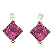 14K Yellow Gold Rhodolite Garnet and Diamond Earrings
