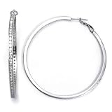 Sterling Silver Cubic Zirconia 60MM Eternity Channel Set CZ Hoop Earrings