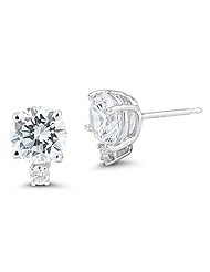0.08 Cts Diamond & 2.00 Cts Cubic Zirconia Earrings in 14K White Gold