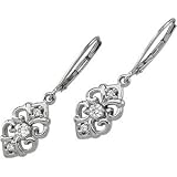 14K White Gold Diamond Leverback Earring