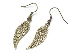Bronze Crystal Wing Dangle Earrings Fashion Jewelry