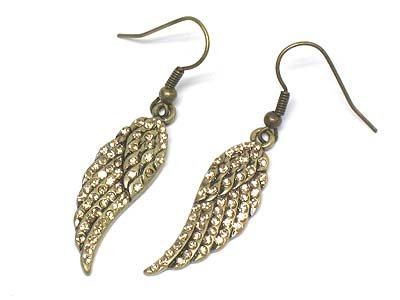 Bronze Crystal Wing Dangle Earrings Fashion Jewelry