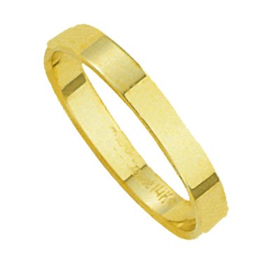 3mm 10k Yellow Gold Flat Wedding Band Ring