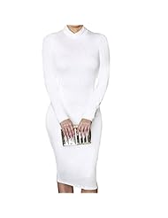 Stretchy Turtleneck Long Sleeves Bodycon Dress/Tunic/Midi Dress 