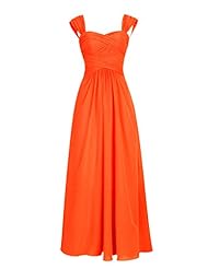 Floor Length Lace Cap Sleeves 2015 Chiffon Evening Dress/Bridesmaid Dress 