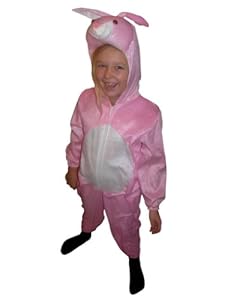 J02 Talla 122-128 Disfraz de conejo para niños, cómodo para llevar encima de la ropa