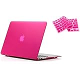 RUBAN™ 2 in 1 Hard Case Cover and Keyboard Cover for Macbook Air 13-inch 13" A1369 A1466 (MATTE HOT PINK)