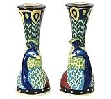 Copa Judaica Royal Blue Peacock Shabbat Candlesticks