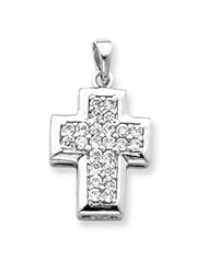 Sterling Silver CZ Cross Pendant QC4268"