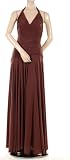BCBG MAX AZRIA - BCBG CHOCOLATE RUCHED LONG HALTER DRESS GOWN NEW L