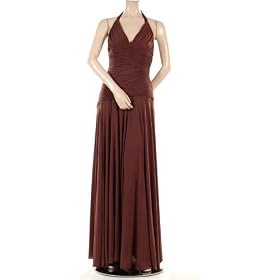 BCBG CHOCOLATE RUCHED HALTER DRESS GOWN NEW XS