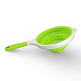The Magic Strainer - Collapsible: Fits Into KITCHEN Tight Spaces   Perfect Food Colander - "5 Star" Quality   FDA Approved Silicone= Dishwasher Safe   BONUS: Also Use as a STEAMER - Great for Spaghetti - Beloved House Warming & HOLIDAY GIFT! - 100% Money Back Guarantee
