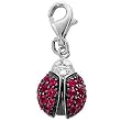 14K White Gold Ruby Ladybug Charm
