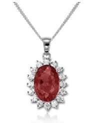 1.81Ct Oval Cut Ruby & VS Diamond Accented Pendant 14K Gold