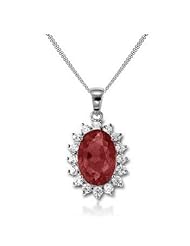 2.18Ct Oval Cut Ruby & VS Diamond Accented Pendant 14K Gold
