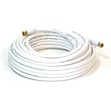 Monoprice 104060 25-Feet RG6 75Ohm Quad Shield CL2 Coaxial Cable with F Type Connector - White