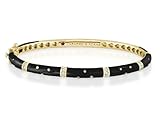 Designer Lauren G Adams Beautiful Narrow Stackable Black Enamel Bangle Bracelet in 18K Gold over Sterling Silver with CZ Accents Designer Lauren G Adams Beautiful Narrow Stackable Black Enamel Bangle Bracelet in 18K Gold over Sterling Silver with CZ Accents
